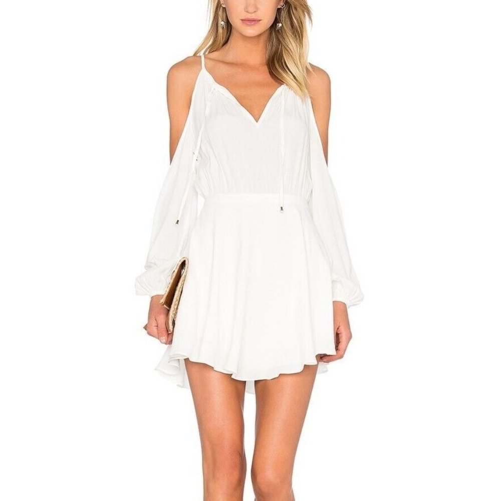 Lovers & Friends Summer Lovin Dress Size Small Crepe Gauze Ivory White Lined